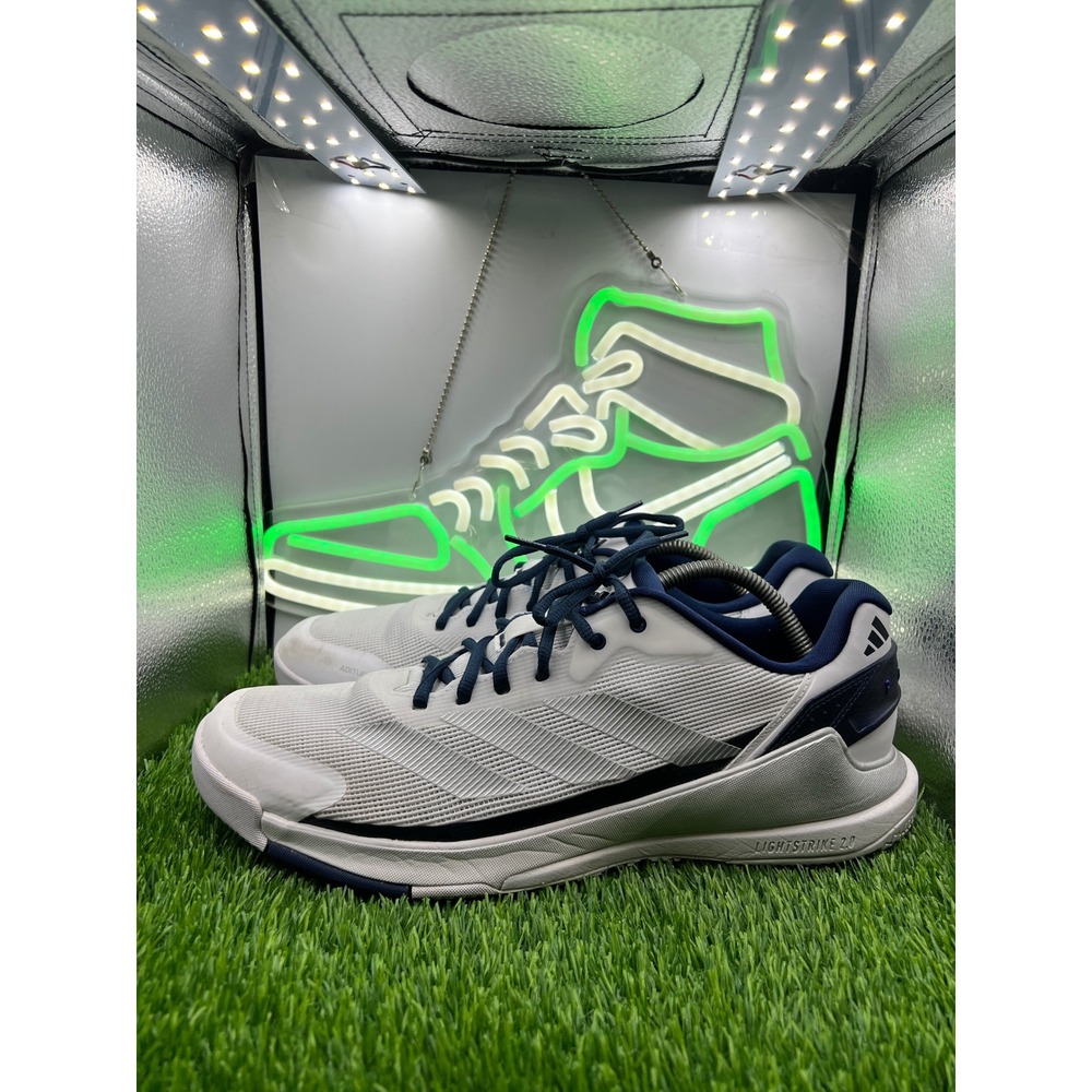 Adidas Adizero Cybersonic Padel Mens 12 White Navy Blue Court Shoes JR2127